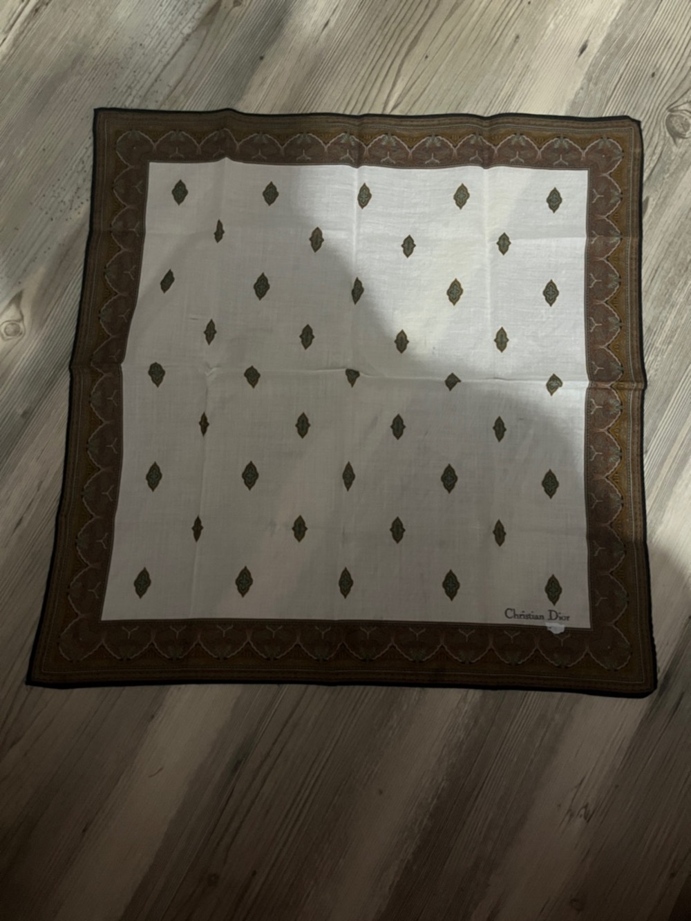 Dior Cream and Brown cotton Square scarf